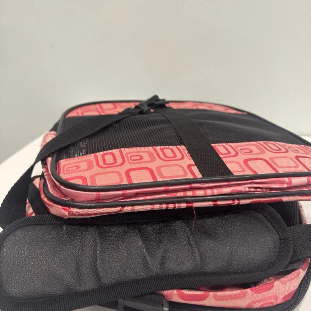 Pink Patterned Sided Pet Carrier with Mesh Venting